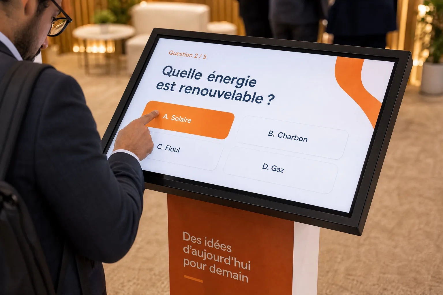 Gros plan : le visiteur choisit sa réponse à la deuxième question sur cinq.