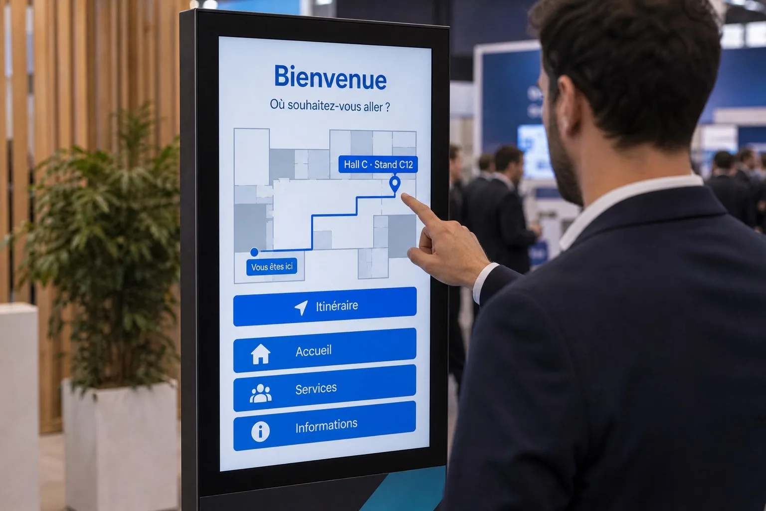 Gros plan : le plan situe le stand C12 du hall C.